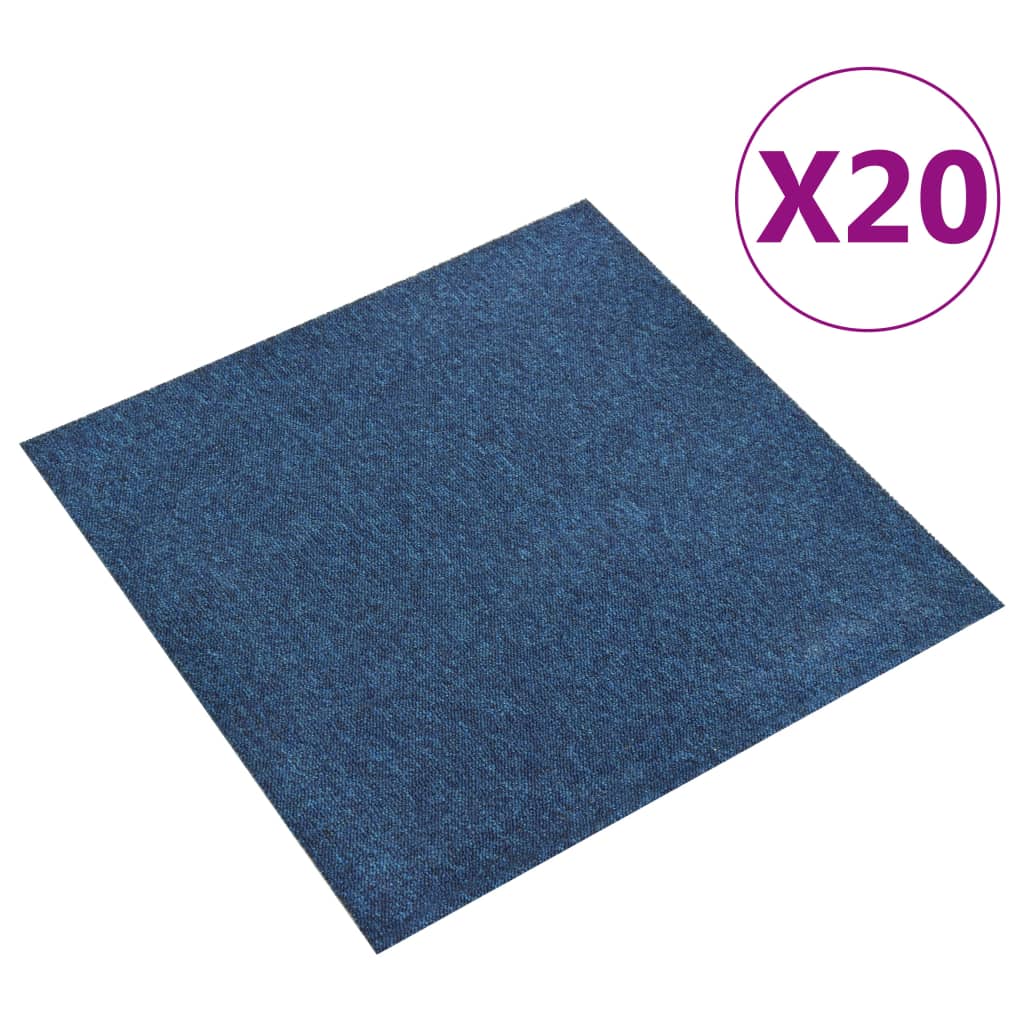vidaXL Dalles de tapis de sol 20 pcs 5 m² 50x50 cm Bleu foncé