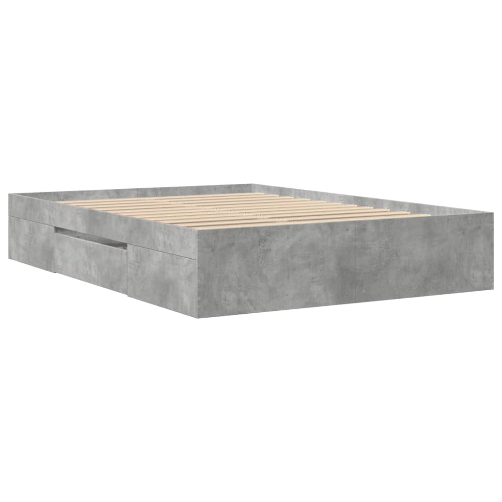 vidaXL Cadre de lit sans matelas gris béton 140x190 cm bois ingénierie