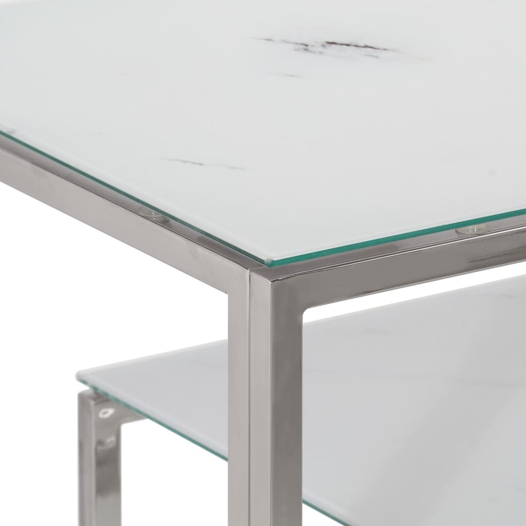 vidaXL Table console argenté acier inoxydable et verre trempé