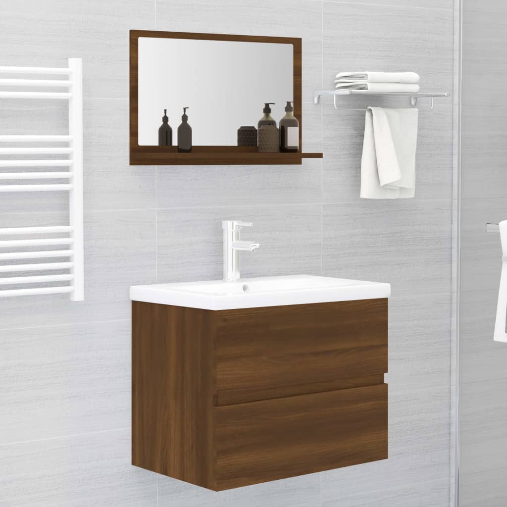 vidaXL Miroir de bain Chêne marron 60x10,5x37 cm Bois d'ingénierie