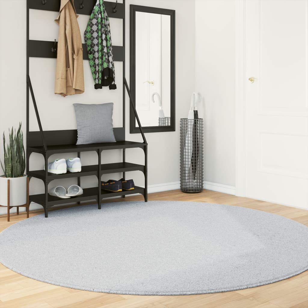 vidaXL Tapis HUARTE à poils courts doux et lavable gris Ø 200 cm