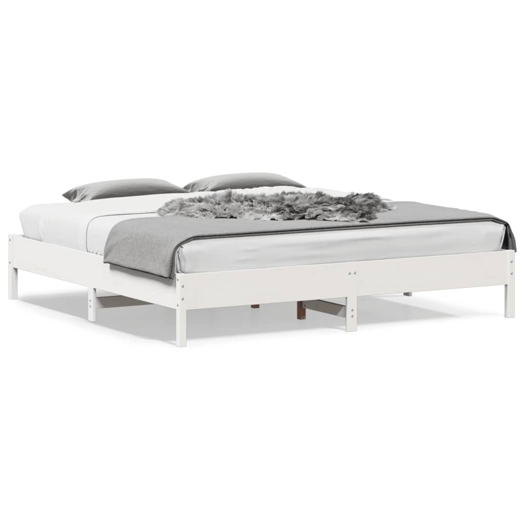 vidaXL Cadre de lit sans matelas blanc 200x200 cm bois massif de pin