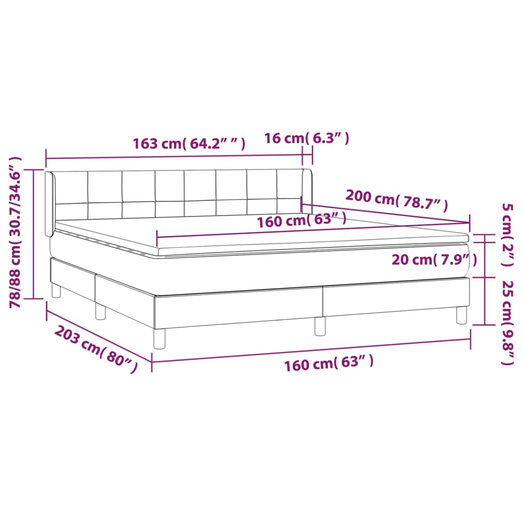 vidaXL Sommier à lattes de lit avec matelas Rose 160x200 cm Velours