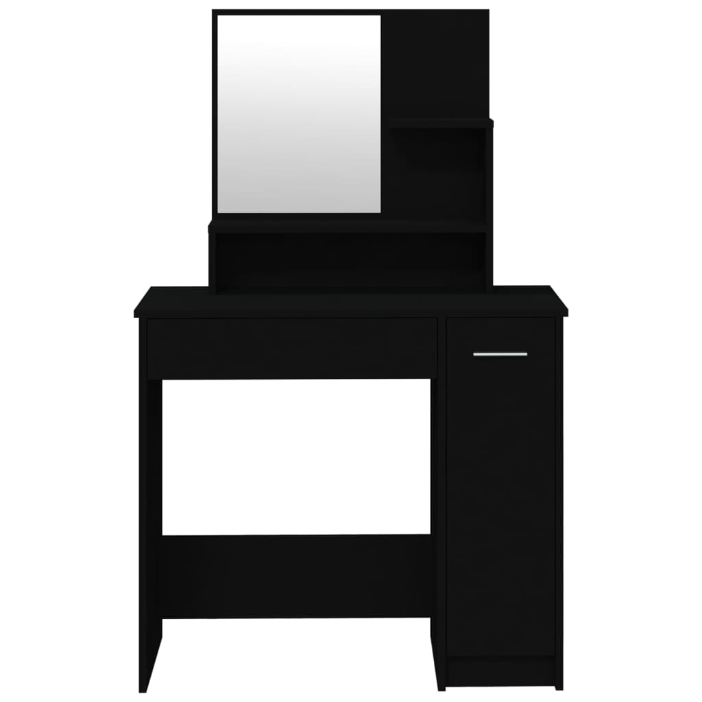vidaXL Coiffeuse avec miroir noir 86,5x35x136 cm