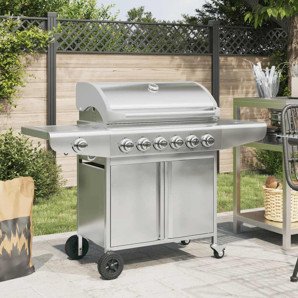 vidaXL Barbecue gril à gaz avec 7 brûleurs argenté acier inoxydable