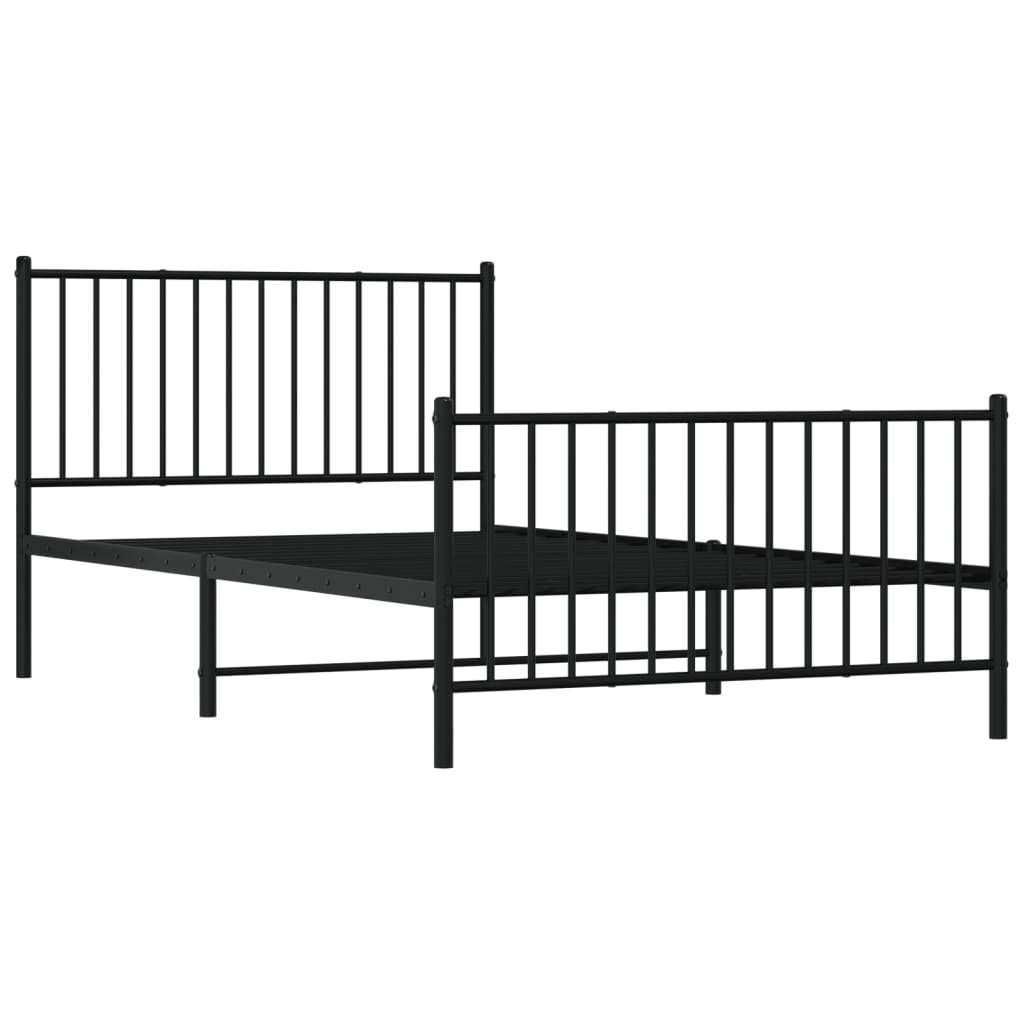 vidaXL Cadre de lit métal sans matelas avec pied de lit noir 107x203cm