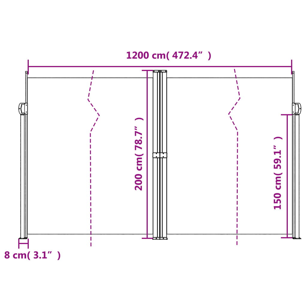 vidaXL Auvent latéral rétractable bleu 200x1200 cm