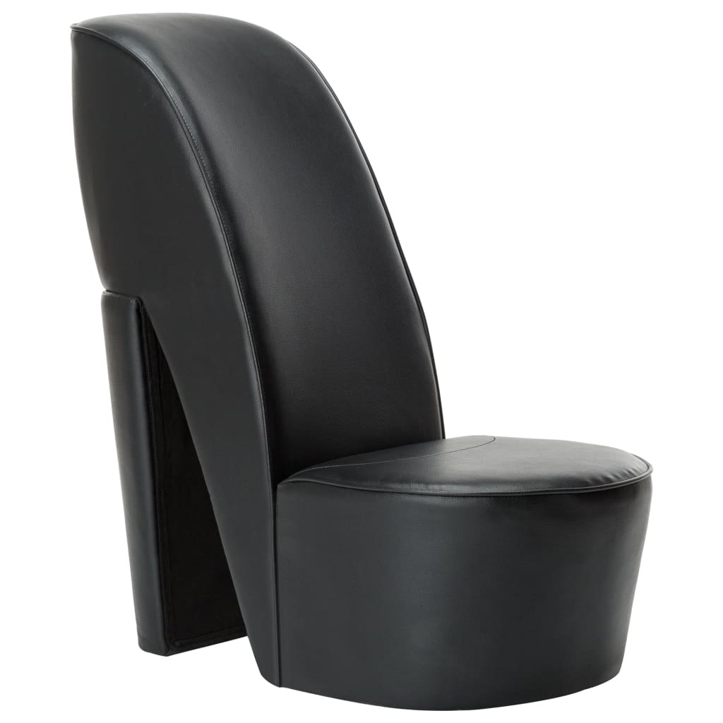 vidaXL Chaise en forme de chaussure à talon haut Noir Similicuir