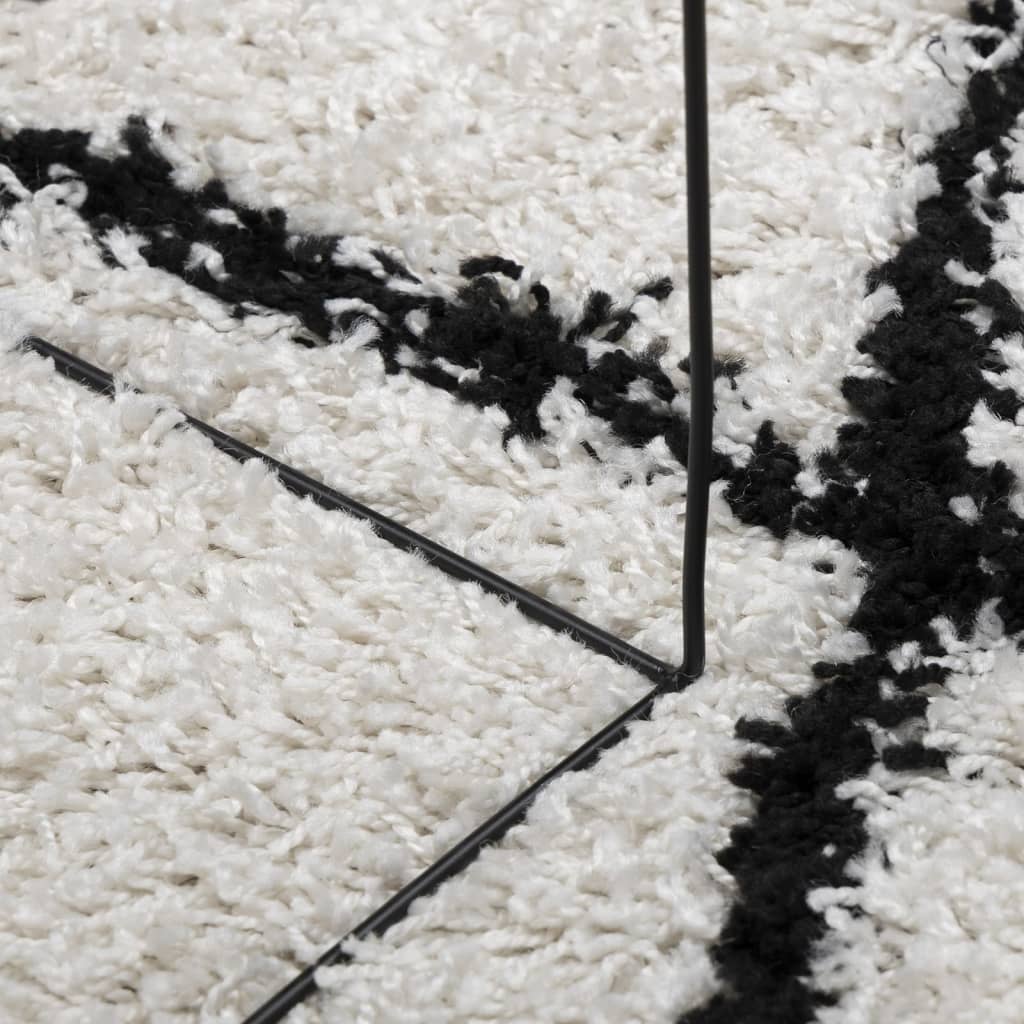 vidaXL Tapis shaggy à poils longs moderne crème et noir 60x110 cm