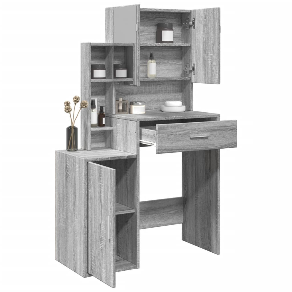 vidaXL Coiffeuse avec armoire sonoma gris 80x35x132 cm