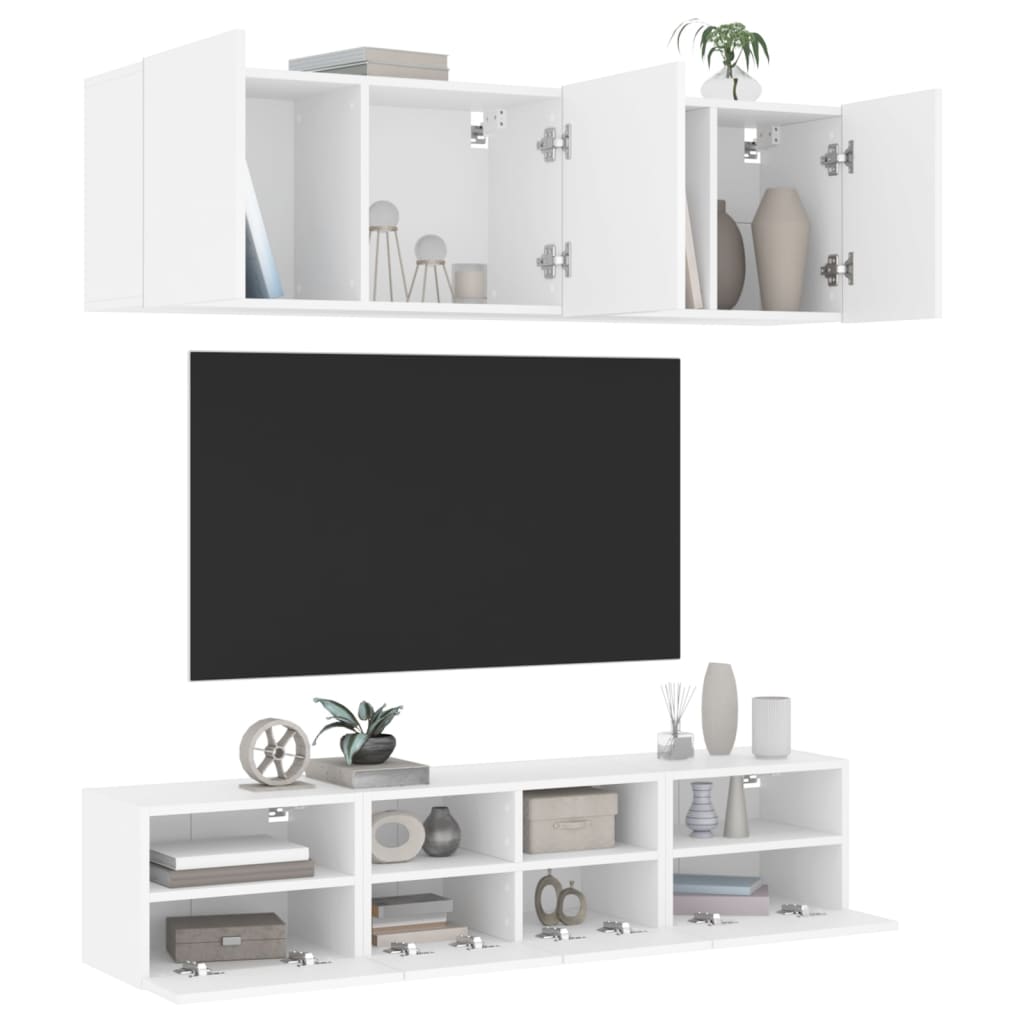 vidaXL Unités murales TV 5 pcs blanc bois d'ingénierie