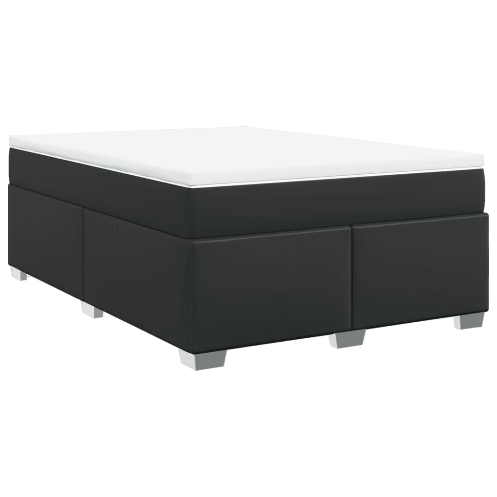 vidaXL Sommier à lattes de lit avec matelas Noir 140x200 cm Similicuir