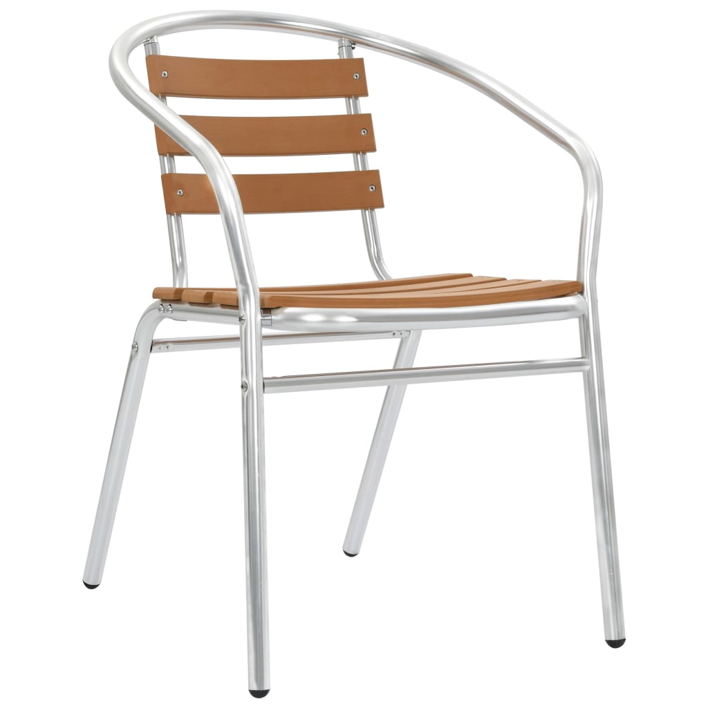 vidaXL Chaises empilables de jardin lot de 4 Aluminium et WPC Argenté