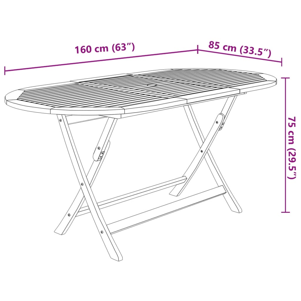 vidaXL Ensemble à manger d'extérieur pliable 7pcs Bois d'acacia solide