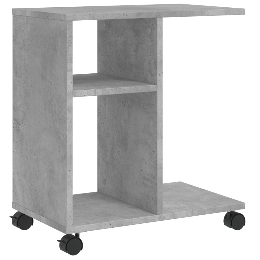 vidaXL Table d'appoint avec roues gris béton bois d'ingénierie