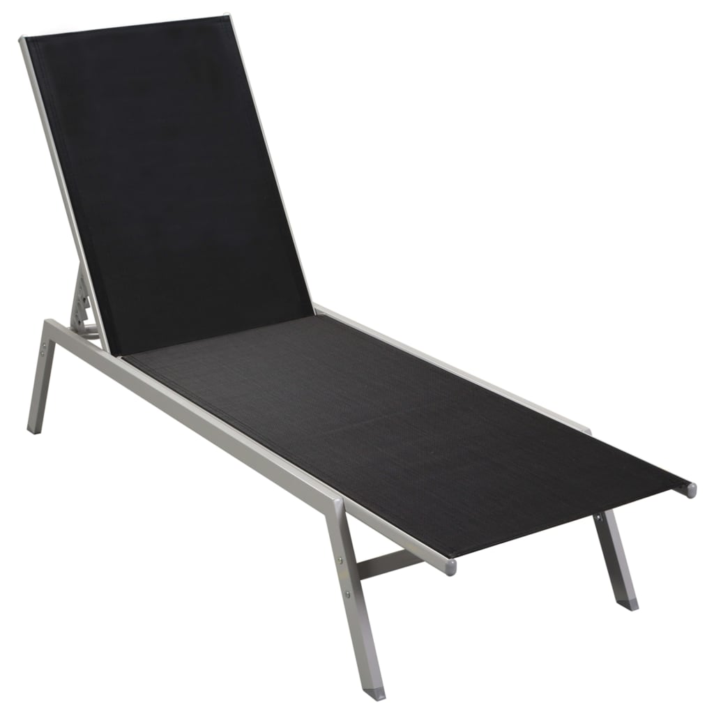 vidaXL Chaise longue Acier et textilène Noir