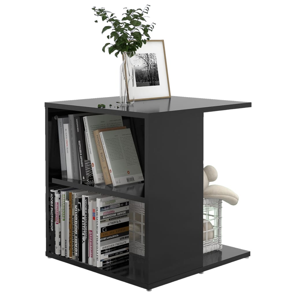 vidaXL Table d'appoint noir brillant 45x45x48 cm bois d'ingénierie