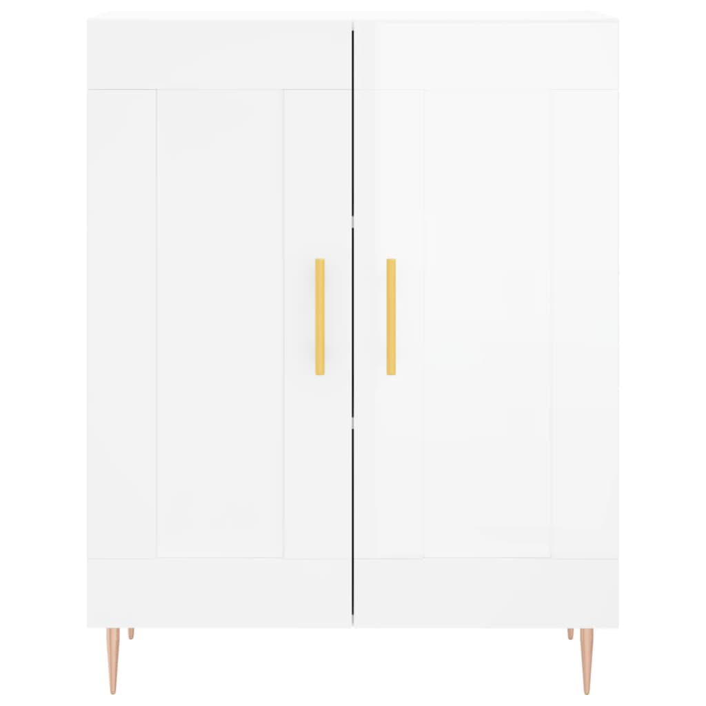 vidaXL Buffet haut Blanc brillant 69,5x34x180 cm Bois d'ingénierie