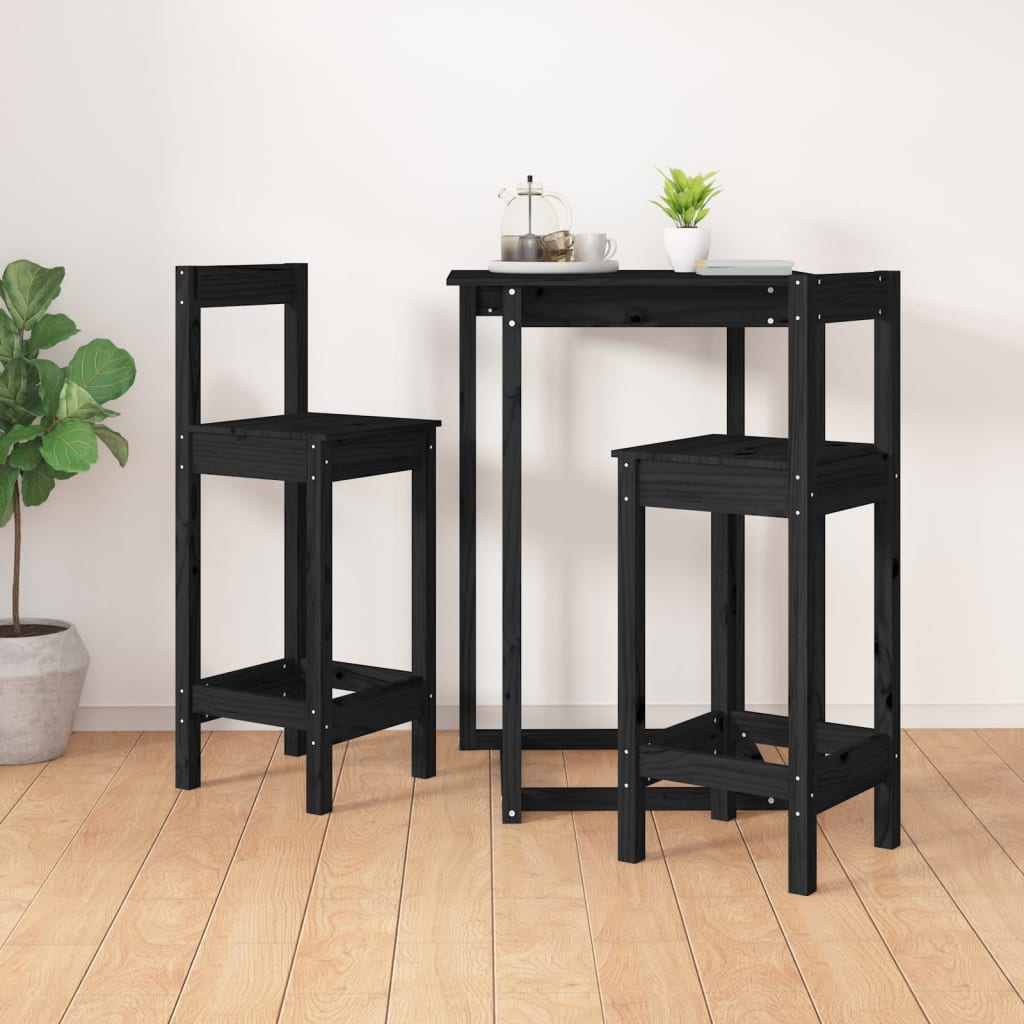 vidaXL Chaises de bar lot de 2 noir 40x41,5x112 cm bois de pin solide