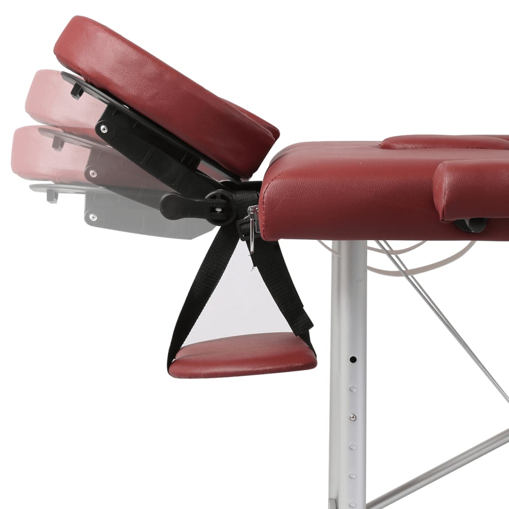 vidaXL Table pliable de massage Rouge 2 zones avec cadre en aluminium
