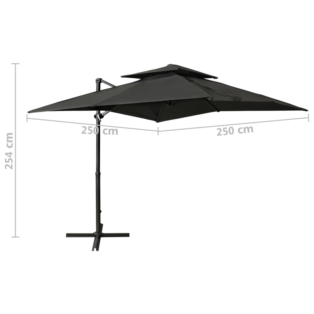 vidaXL Parasol de jardin en porte-à-faux à double toit anthracite