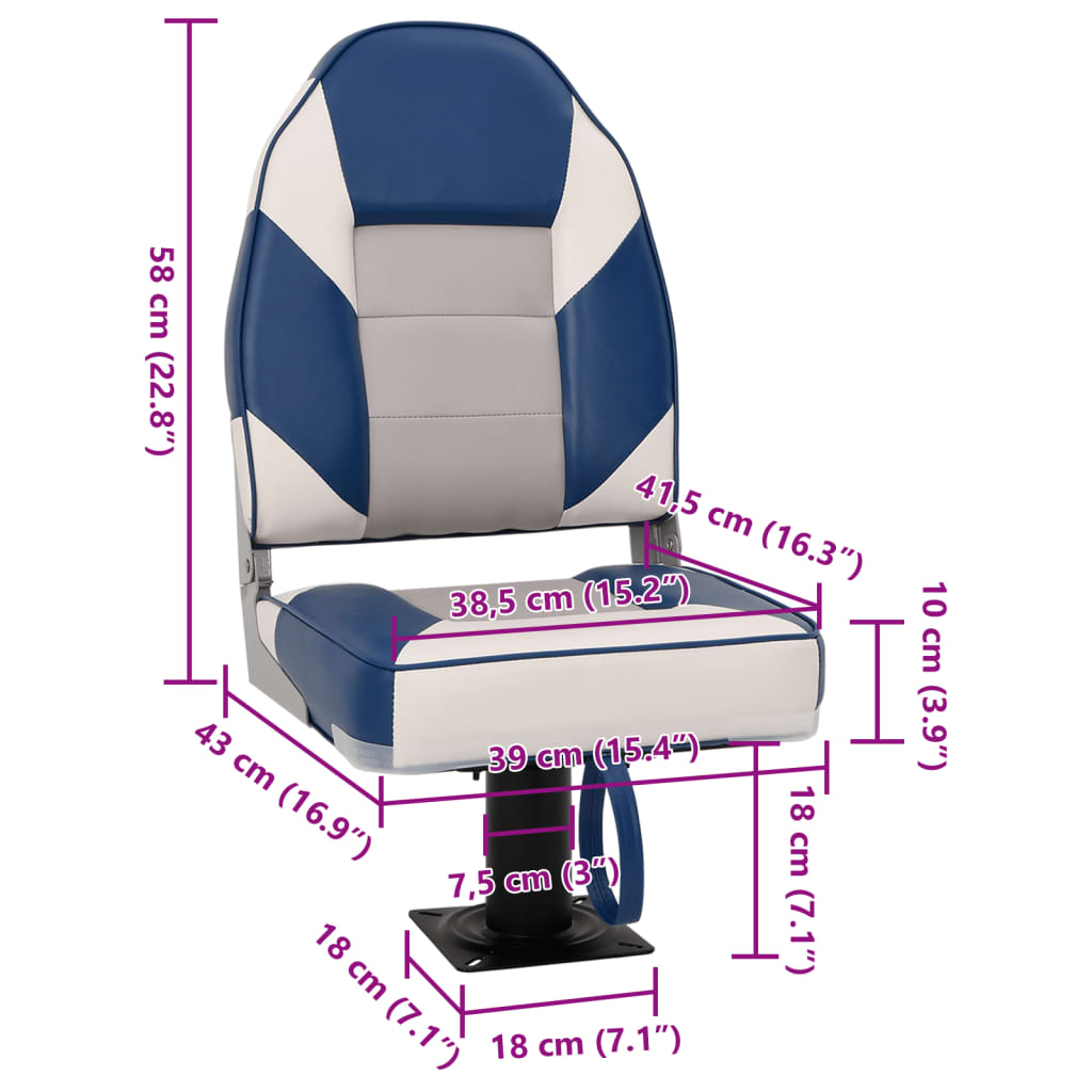 vidaXL Ensemble de sièges de bateau pliables lot de 2 dossier haut