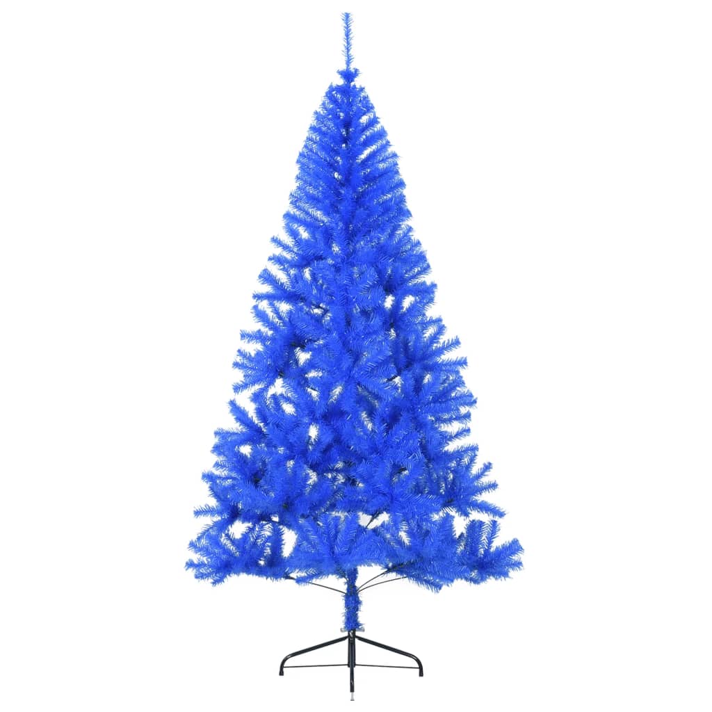 vidaXL Demi sapin de Noël artificiel avec support Bleu 180 cm PVC