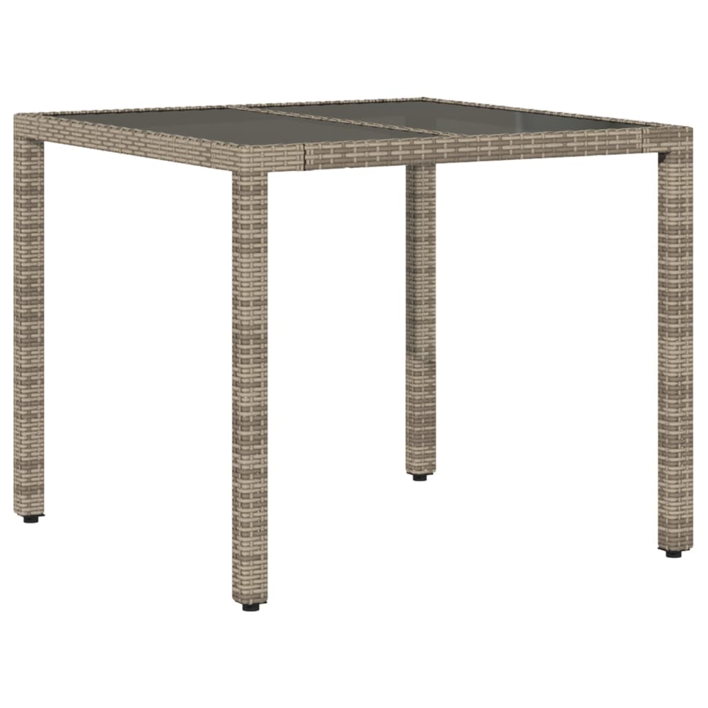 vidaXL Table de jardin Gris 90x90x75 cm Résine tressée