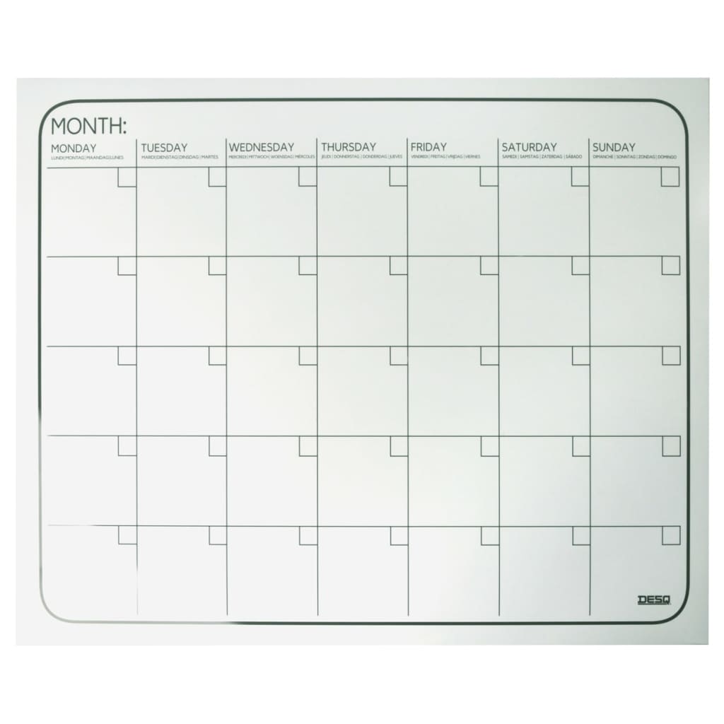 DESQ Calendrier mensuel magnétique sans cadre 40x50 cm Blanc