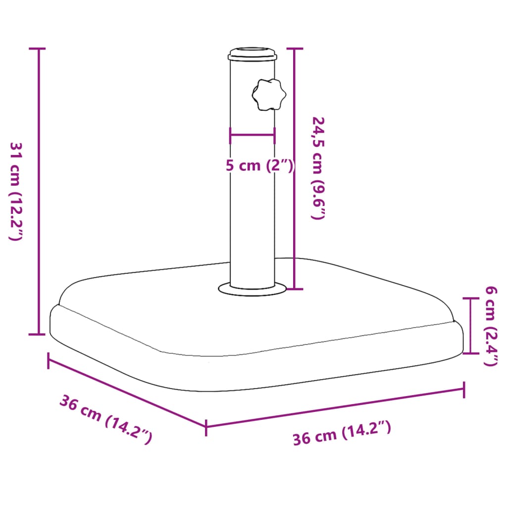 vidaXL Base de parasol pour mâts Ø32/35/38 mm 11 kg carré