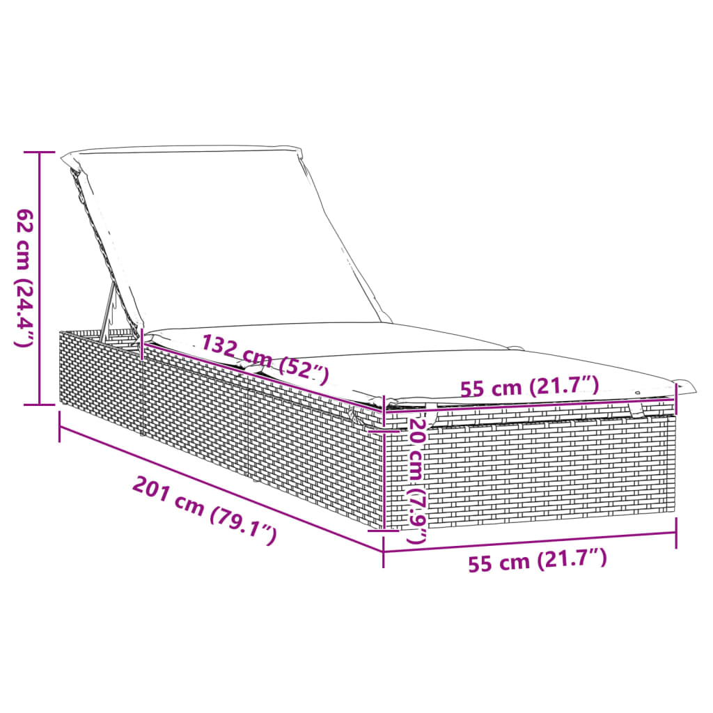 vidaXL Transat 1 pc avec table gris résine tressée
