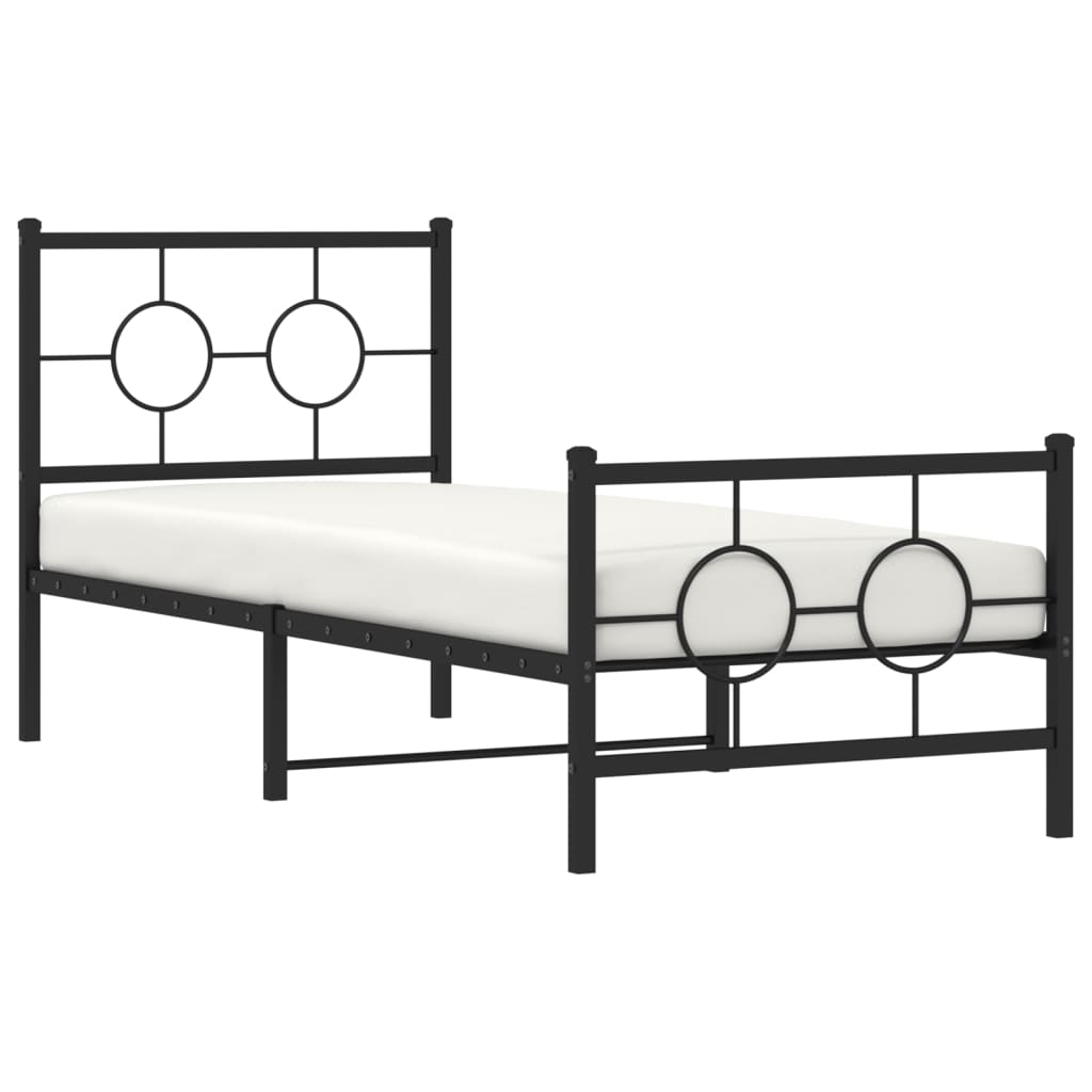 vidaXL Cadre de lit métal sans matelas avec pied de lit noir 75x190 cm