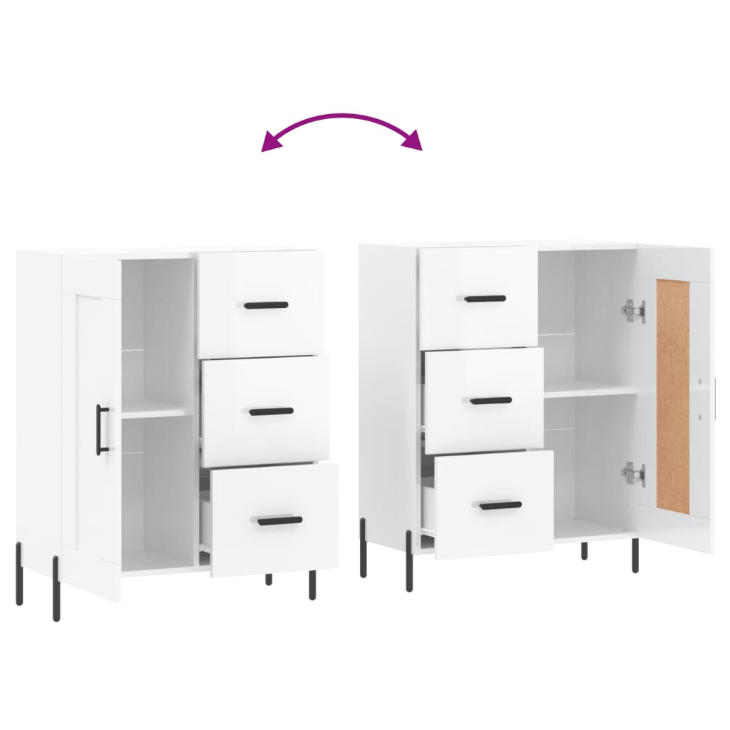 vidaXL Buffet Blanc brillant 69,5x34x90 cm Bois d'ingénierie