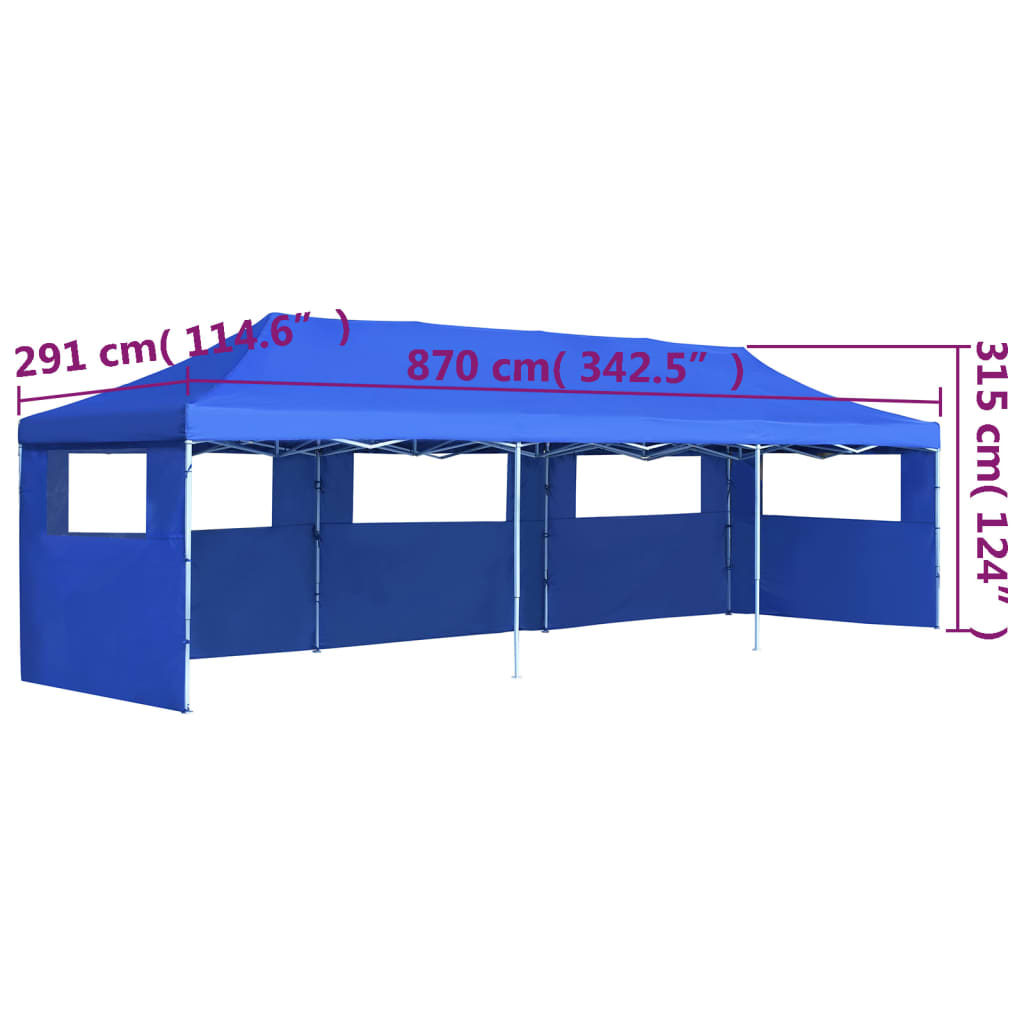 vidaXL Tente de réception pliable avec 5 parois 3x9 m Bleu