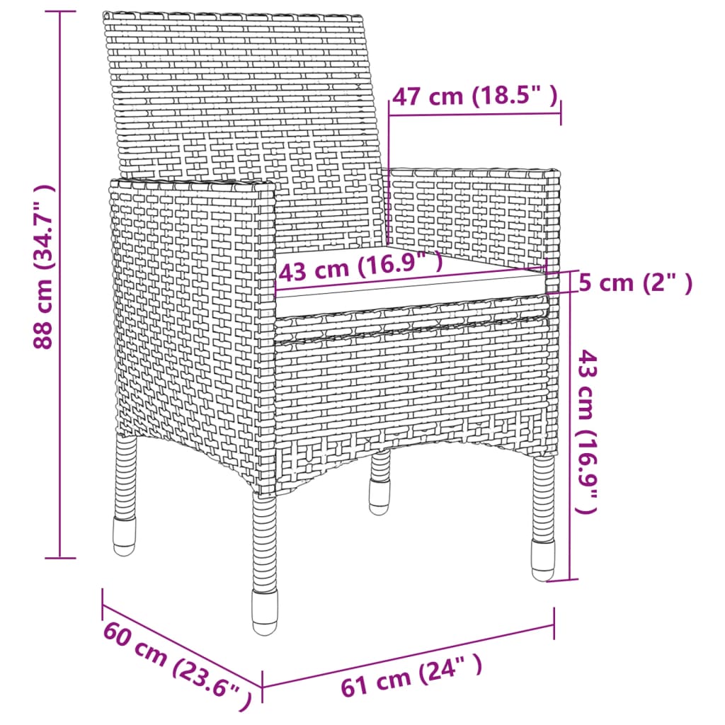 vidaXL Ensemble à manger de jardin coussins 5 pcs Résine tressée Verre