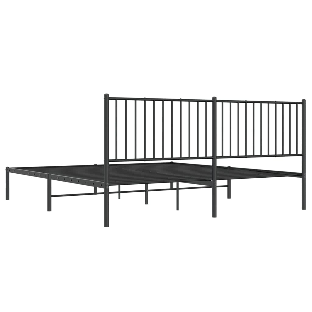 vidaXL Cadre de lit métal sans matelas avec tête de lit noir 183x213cm