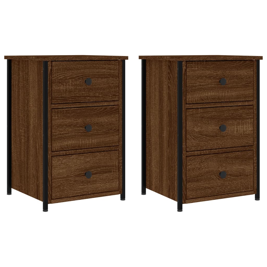 vidaXL Tables de chevet 2pcs chêne marron 40x36x60cm Bois d'ingénierie