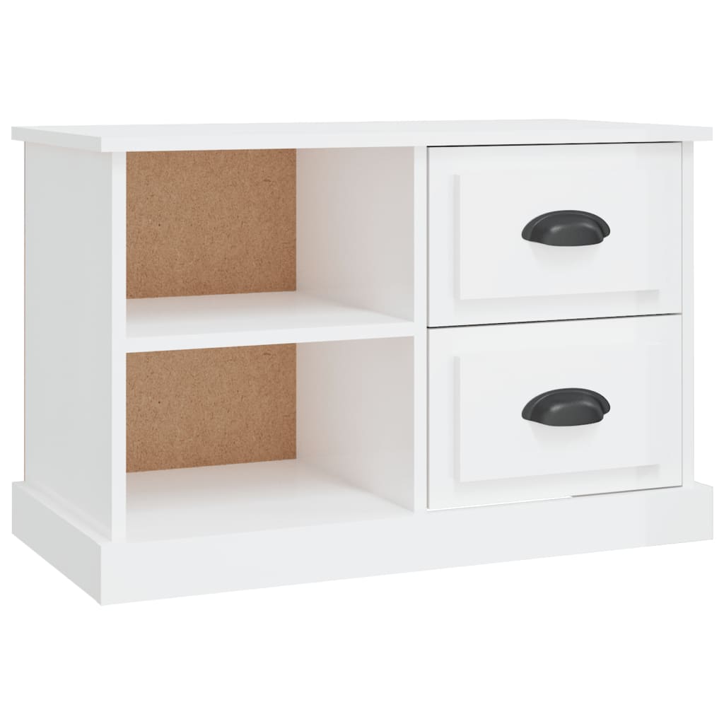 vidaXL Meuble TV blanc brillant 73x35,5x47,5 cm bois d'ingénierie