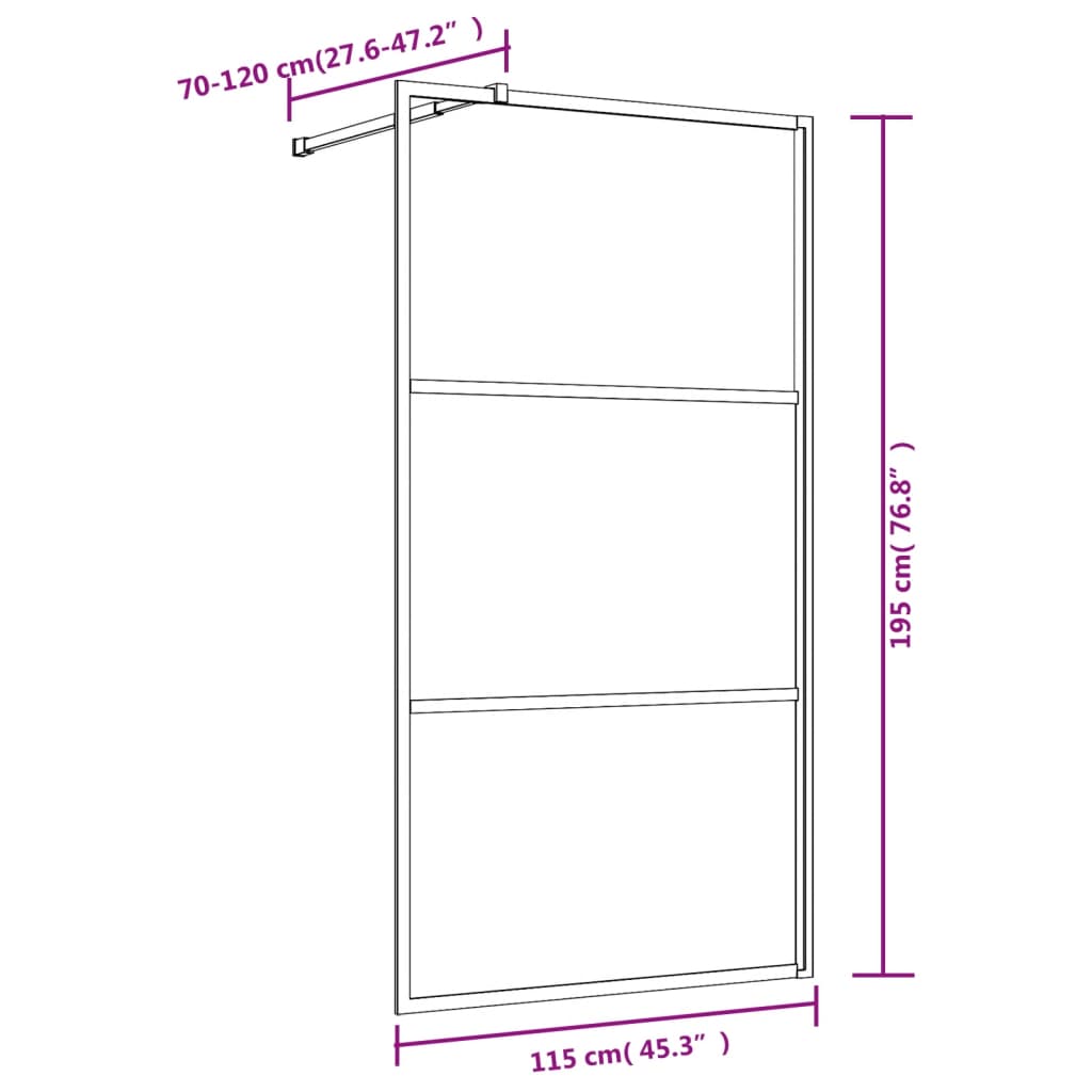 vidaXL Paroi de douche avec verre ESG transparent rouge 115x195 cm