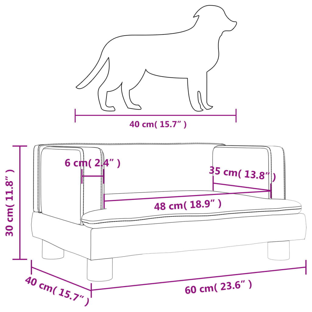 vidaXL Lit pour chien gris clair 60x40x30 cm velours