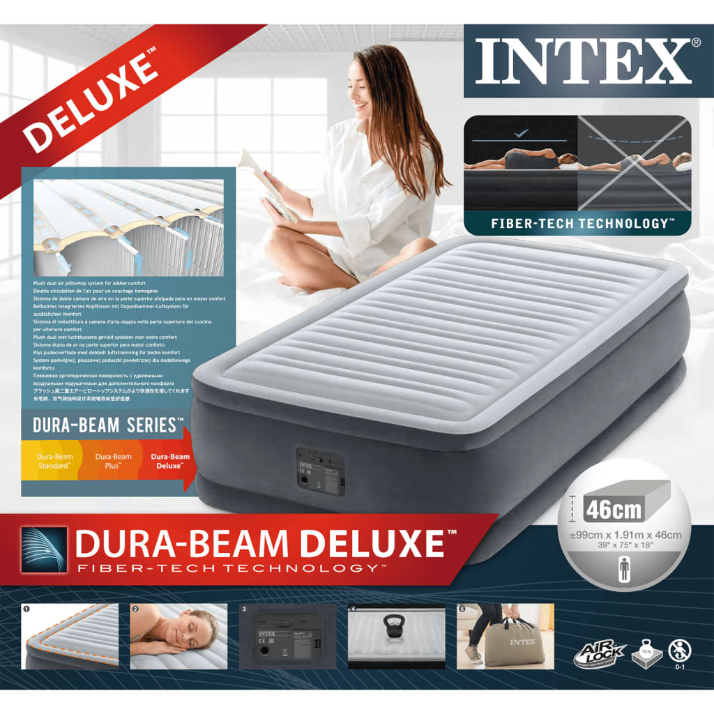 Intex Lit gonflable Dura-Beam Deluxe Comfort Plush Double 99x191x46 cm