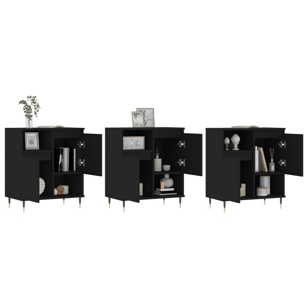 vidaXL Buffets 3 pcs noir bois d'ingénierie