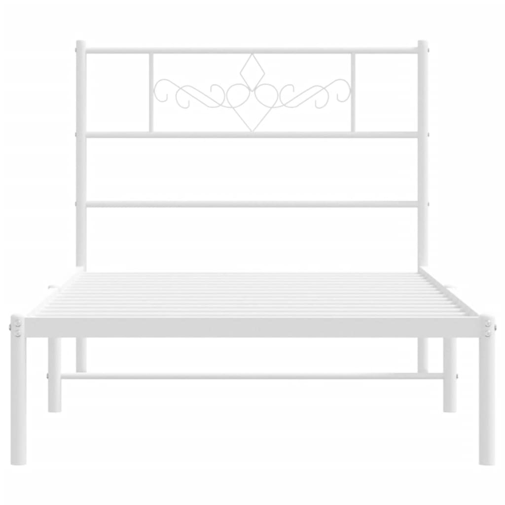 vidaXL Cadre de lit métal sans matelas avec tête de lit blanc 80x200cm