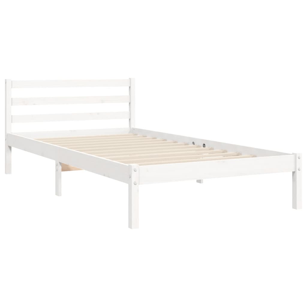 vidaXL Cadre de lit avec tête de lit blanc 90x200 cm bois massif