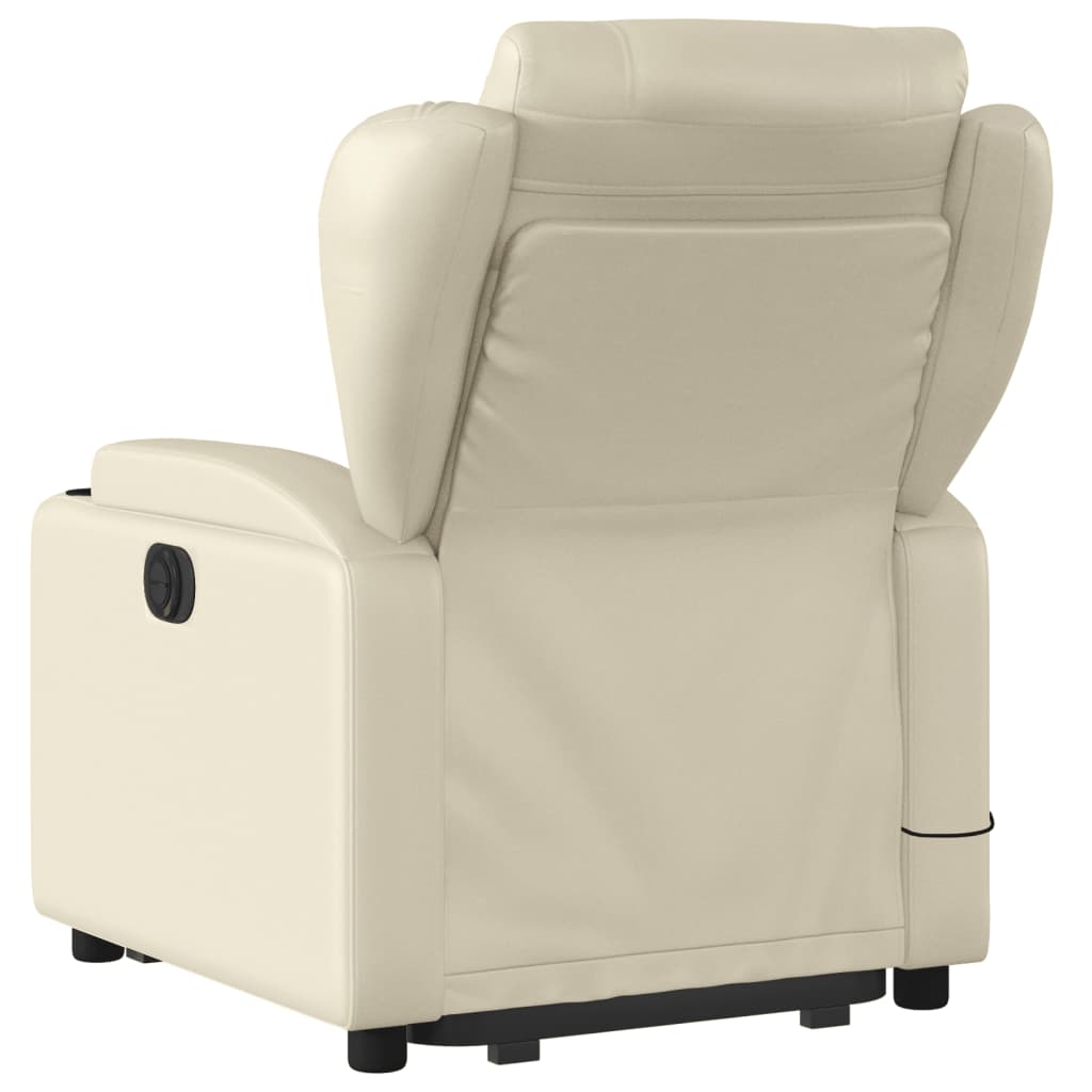 vidaXL Fauteuil inclinable de massage électrique crème similicuir