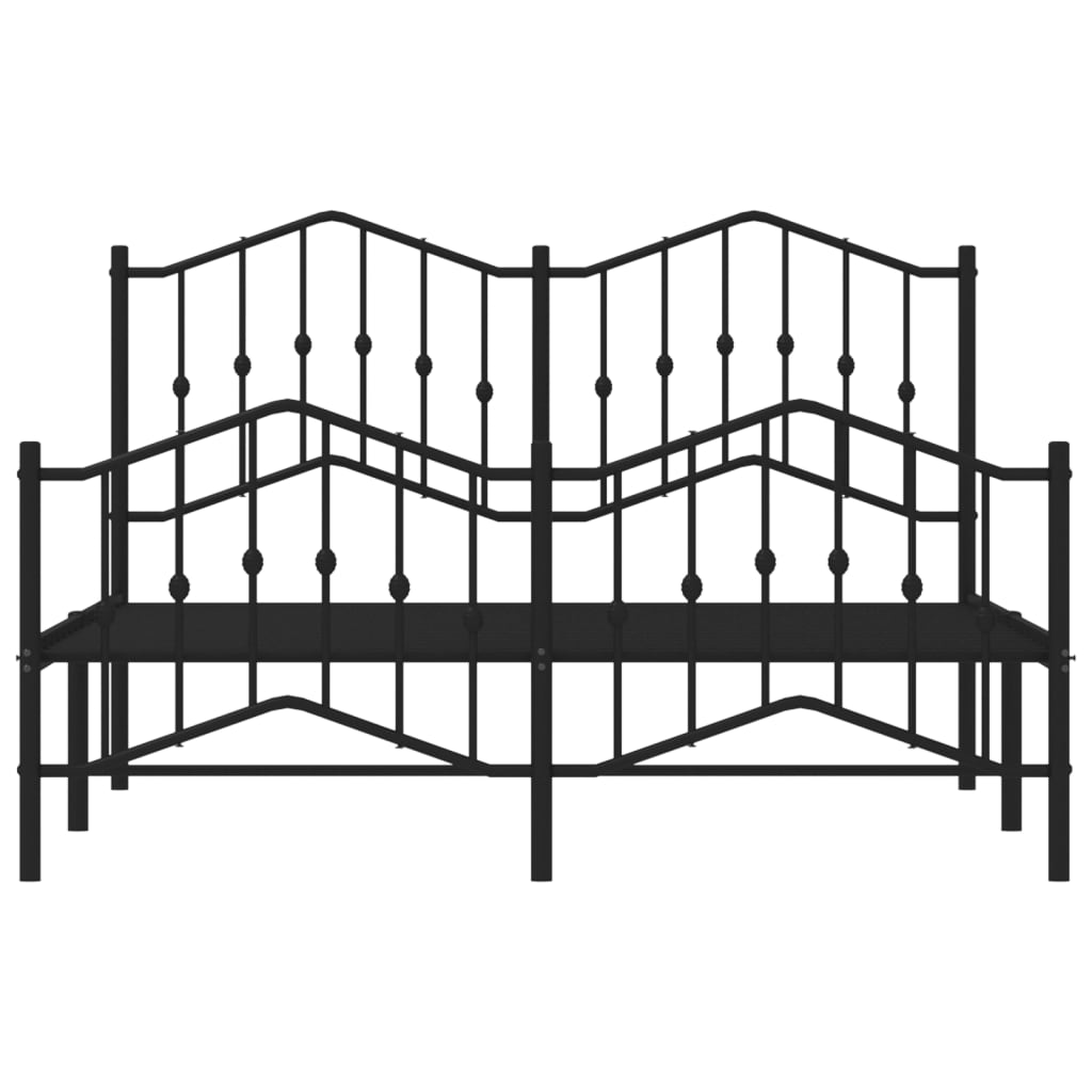 vidaXL Cadre de lit métal sans matelas avec pied de lit noir 135x190cm