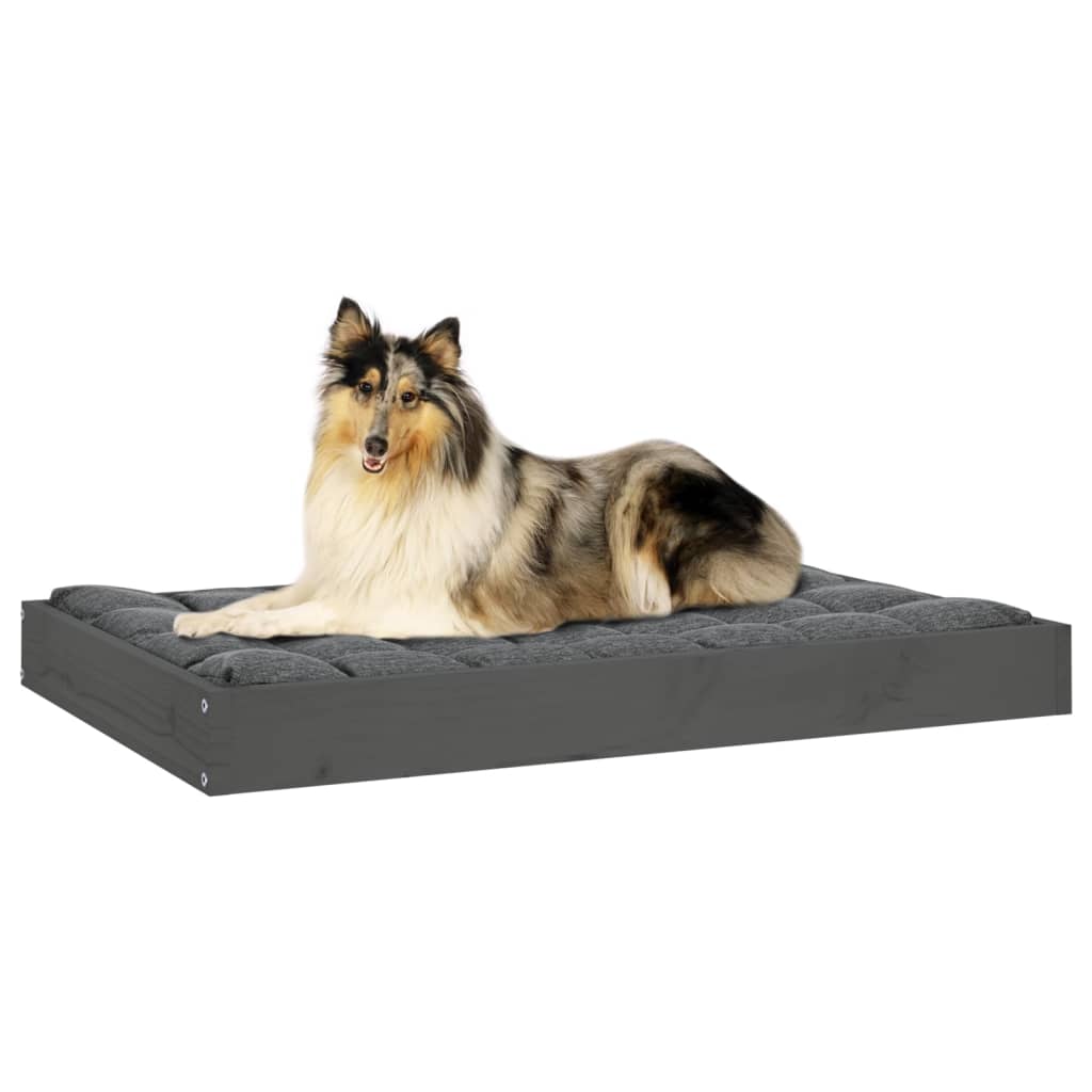 vidaXL Lit pour chien Gris 91,5x64x9 cm Bois de pin solide