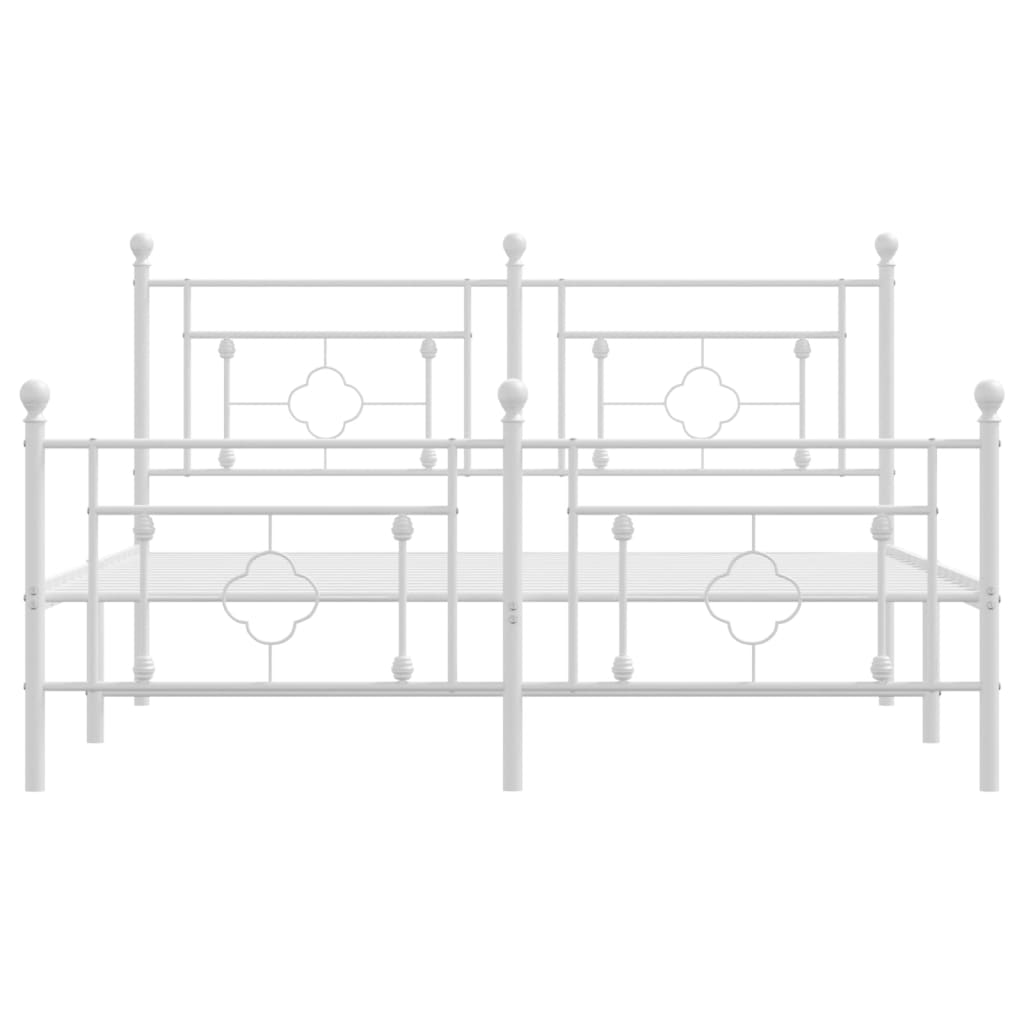 vidaXL Cadre de lit métal sans matelas et pied de lit blanc 150x200 cm