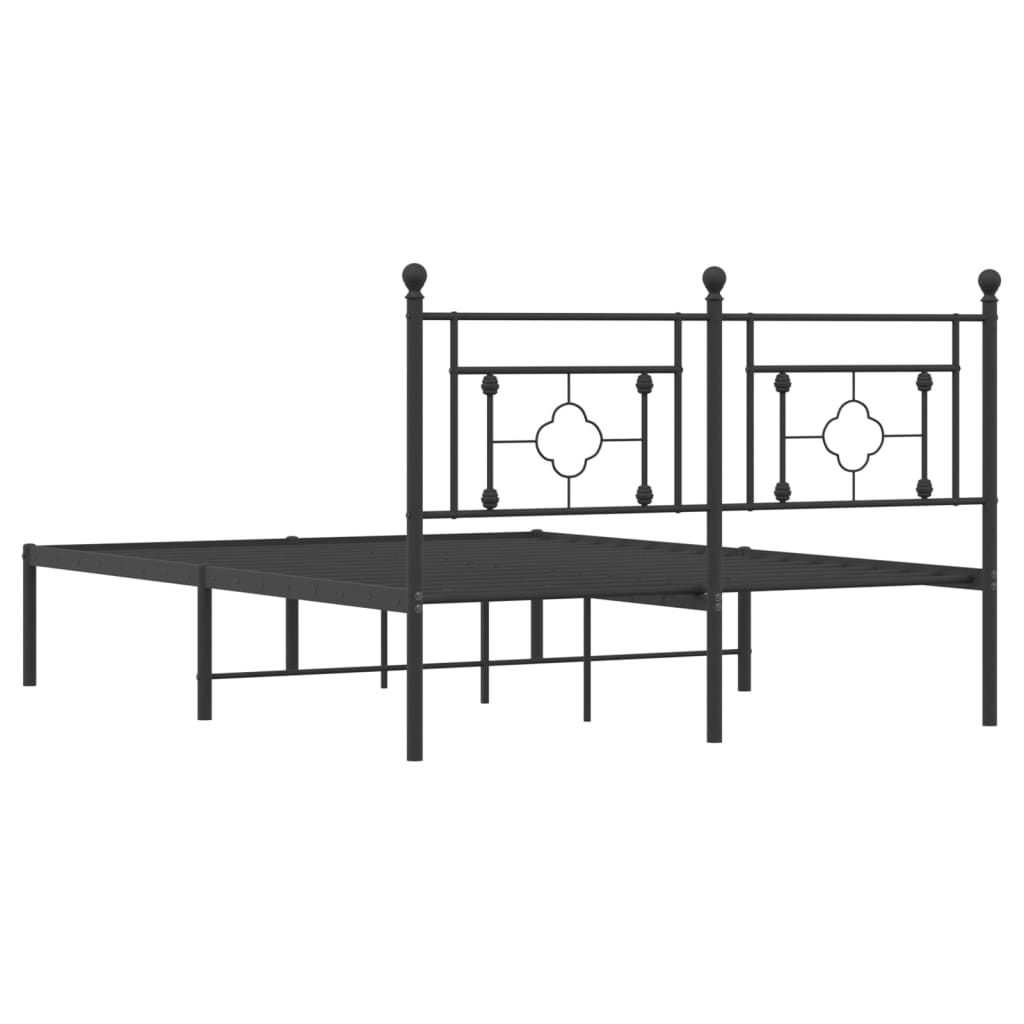 vidaXL Cadre de lit métal sans matelas avec tête de lit noir 135x190cm