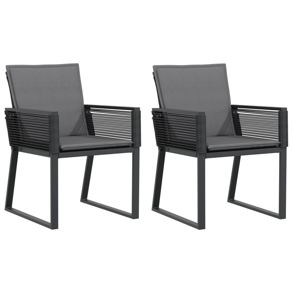 vidaXL Chaises de jardin avec coussins lot de 2 noir résine tressée